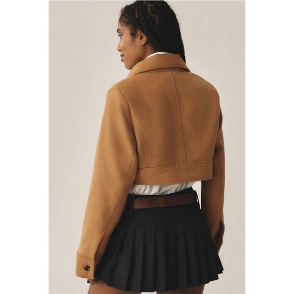 Anthropologie Maeve Ultra Cropped Trench Coat Honey Preppy Retro Size XL NWT - Picture 5 of 10